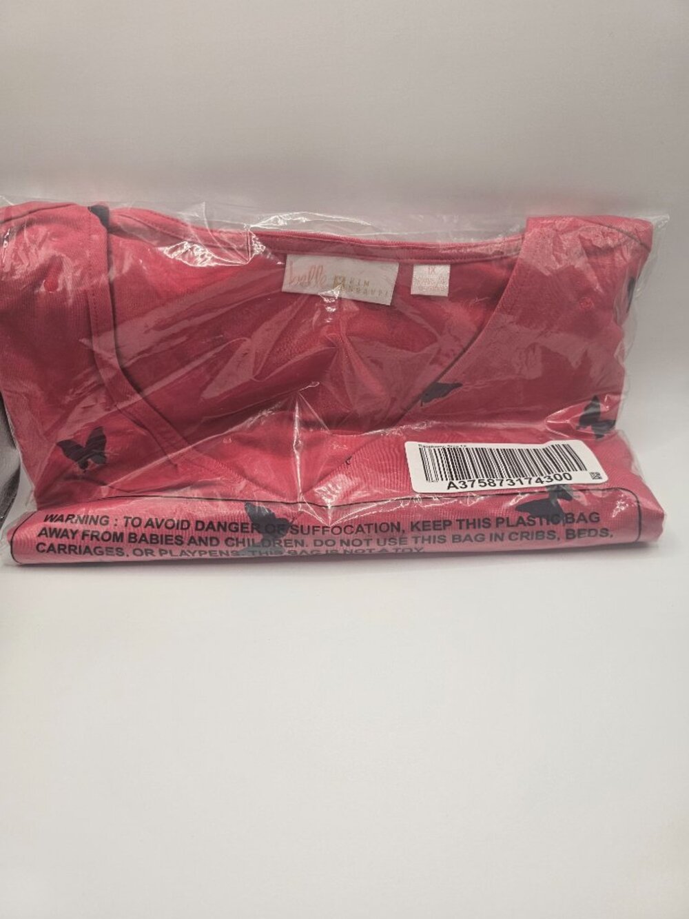 Belle by Kim Gravel Raspberry and Black Butterfly Long Sleeve Top 1X NOS - Picture 6 of 7